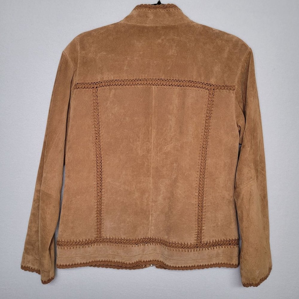 Cabelas Leather Patchwork Moto Jacket Brown Suede… - image 6